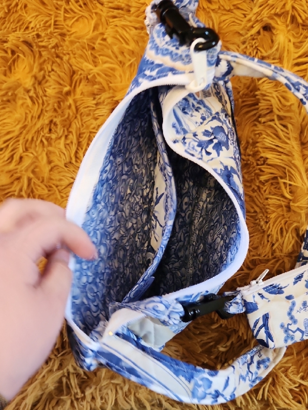 NWOT Handmade Blue & White Floral Print Mini Shoulder Bag FINAL PRICE - Picture 7 of 10